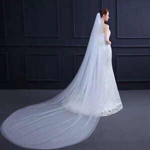 3m Bridal Double Layer Simple Veil With Long Train